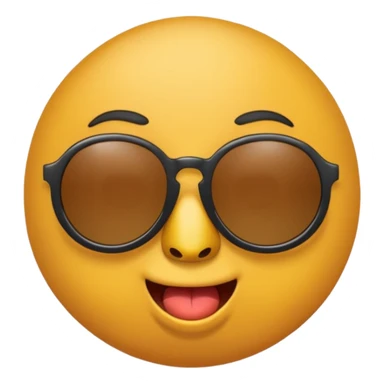 a round yellow circular emoji wearing cool sunglasses with a cocky face sticker