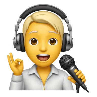 emoji wearing headphones singing into microphone sticker