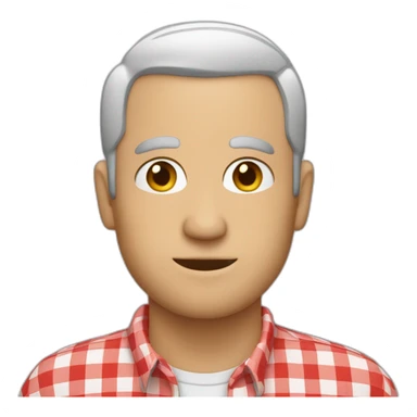 withe man around 40. salt and pepper short hair. wear a scarlet check shirt. sticker