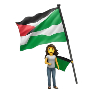 A person raises the flag of Palestine sticker