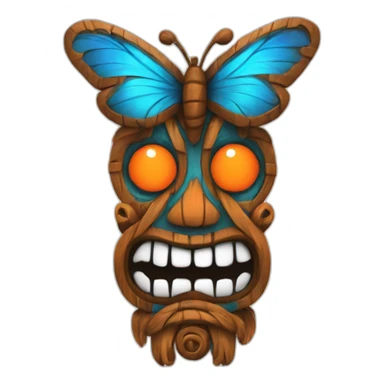 Tiki with colors blue and orange-butterfly-tornado-fun-love-eyelash sticker