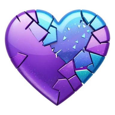 glitter cian and purple broken heart sticker