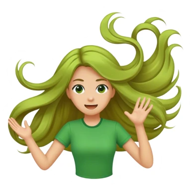girl with green shirt flipping hair  sticker