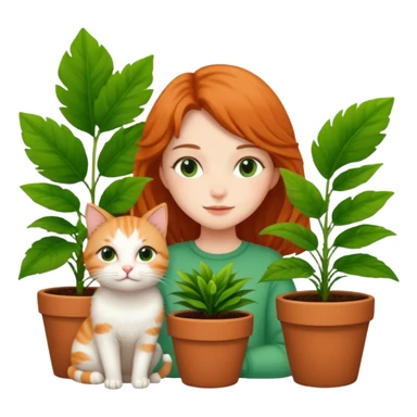 girl with cat and plant sticker