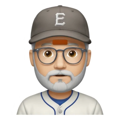 male full gray beard glasses and baseball cap sticker