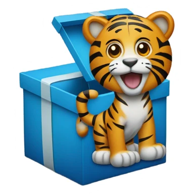 blue box with tonie written on it with a figure of a tiger on it
 sticker