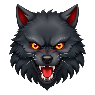 angry snarling black wolf with red eyes sticker