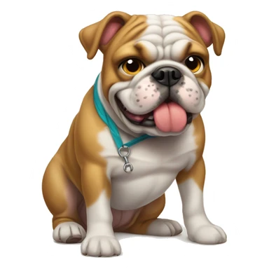 perro bulldog con lazo sticker