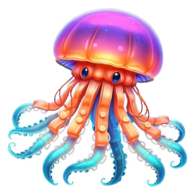 Neon glowing jellyfish-crab-squi sticker