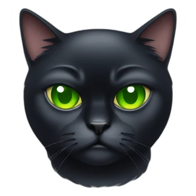 grumpy fat black cat with green eyes sticker