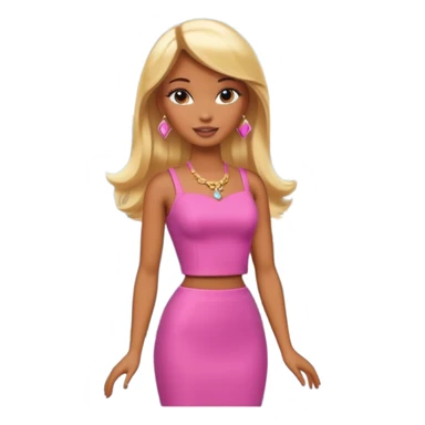 Brown skin blonde hair barbie in front of mountain and waterfall  sticker