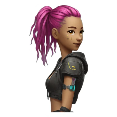 Multicolored-haired girl cyberpunk 2077 sticker