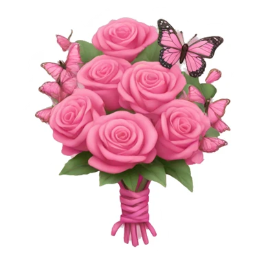 pink bouquet with butterflies sticker
