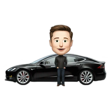 elon musk with tesla model s sticker