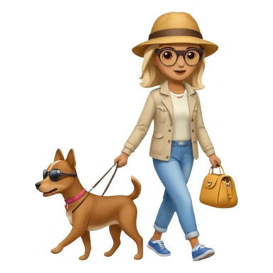Woman walk with dog sticker