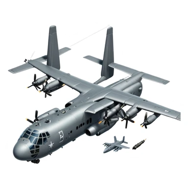 AC-130 gunship military aircraft with visible cannons and weapons flying in the sky sticker