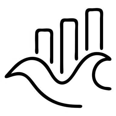 wave icon with a trading theme, sleek and professional sticker