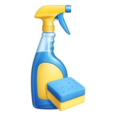 cleaning supplies with spray bottle and sponge sticker