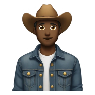 Cowboy wearing Jean jacket and flannel shirt  sticker