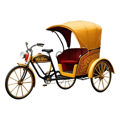 Cyclo rickshaw – Cinematic Realistic Cyclo Rickshaw, depicted as a charming, ornately painted three-wheeled cycle taxi with vintage detailing, set on bustling city streets under dynamic urban lighting that evokes cultural heritage and nostalgic charm. sticker