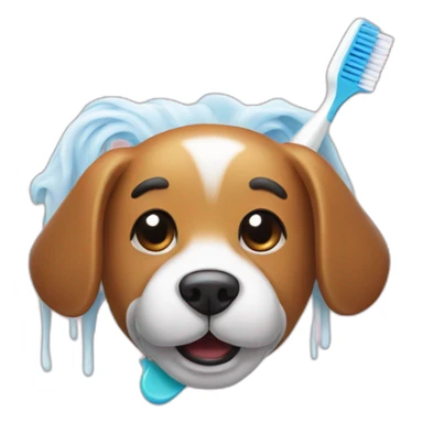 dog head and toothbrush on the side sticker