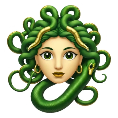 The Sicilian Medusa in gold and green and make the snake hair have snake faces  sticker