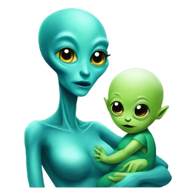 Mommy alien and baby alien  sticker