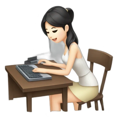 asia-girl-beautiful-typing-on-computer-busy sticker