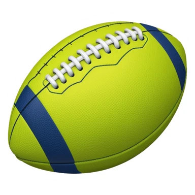 lime green colored american football with navy-blue stitching and gray stripes sticker