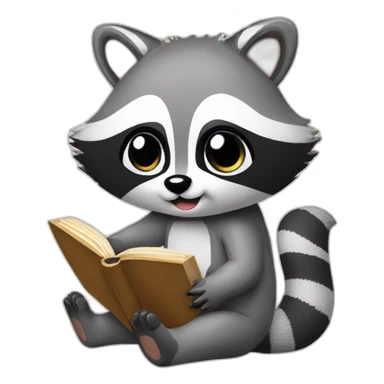 Raccoon with a plaster cast and a book sticker