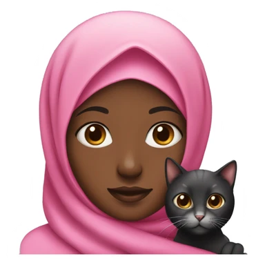 Black Girl with pink hijab holding a cat sticker