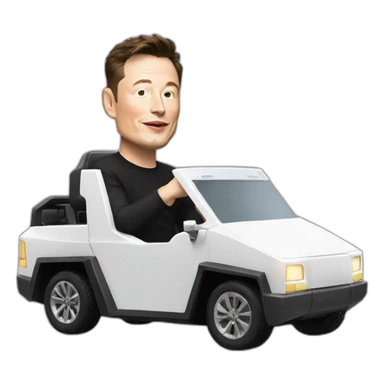 Elon musk riding in a Tesla cyber truck  sticker