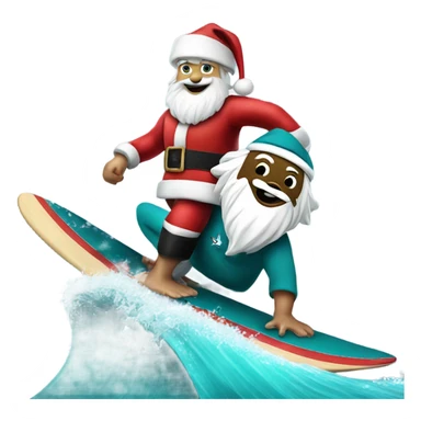 Santa surfing on the San Jose sharks mascot sticker