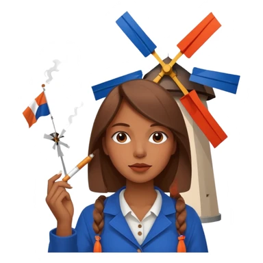 Windmill with a dutch flag and a girl smoking a blunt sticker