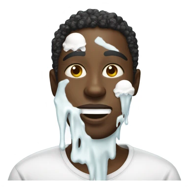 Black guy with white ice cream splattered on his face sticker