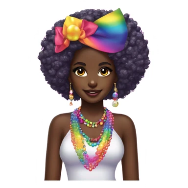 Lisa frank dark skin girl with rainbow headband Afro with pearls sticker