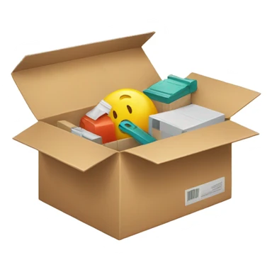 Box with second hand goods sticker