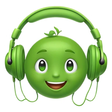 excited green pea with headphones sticker