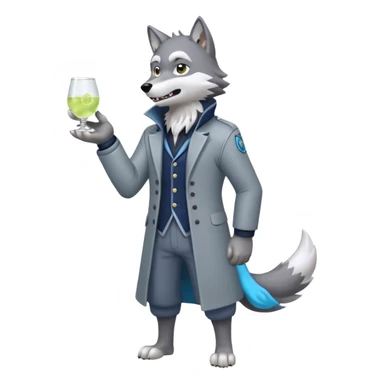 Toony Cartoony Animesque Ginga Nagareboshi Gin/Silver Fang the wolf (full body) sticker