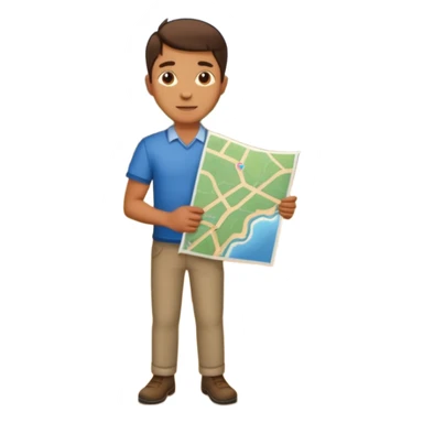 A man stands on a road with a map. There are 3 paths ahead. sticker