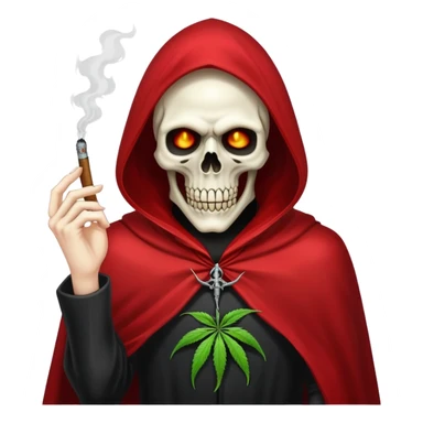 demonic grim reaper in red cape smoking weed sticker