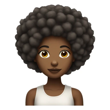A lights skin black girl with a super fluffy Afro holding cotton sticker