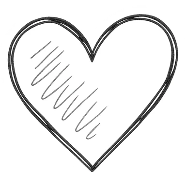 hand-drawn outlined heart with sketchy lines sticker
