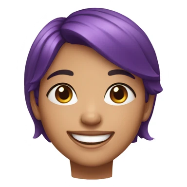 happy face brazilian girl, black eyes, beautiful smile, short purple hair sticker