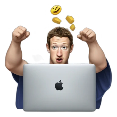 mark zuckerberg punching a macbook sticker