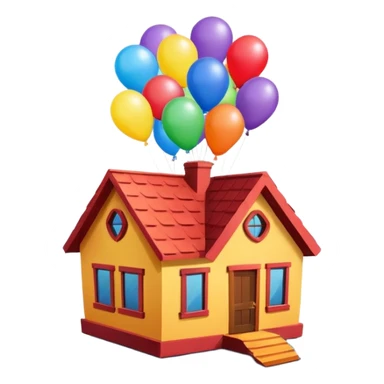 house flying with balloons sticker