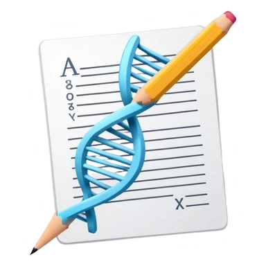 exam paper with a DNA symbol and pencil sticker
