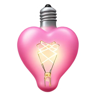 Realistic isolated pink heart shaped string light bulb . sticker