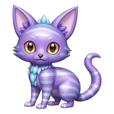 Shiny Iridescent Pastel-Lavender Frosted Glossy Crystal-Striped Noibat-Litten-Trico-hybrid creature (full body) sticker