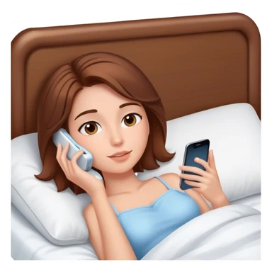 Girl with Brown hair having skincare on, laying In bed using phone  sticker